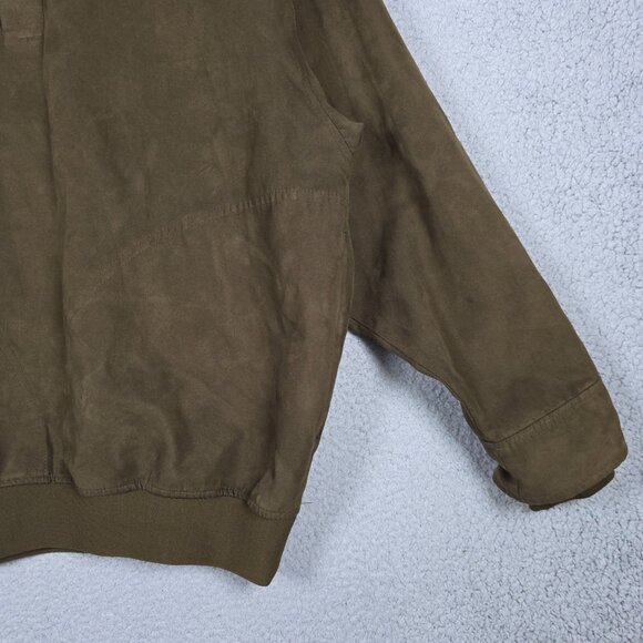 Zero Restriction Sweater Mens Medium Brown 1/4 button Golf Outerwear Suede VTG - Picture 3 of 12